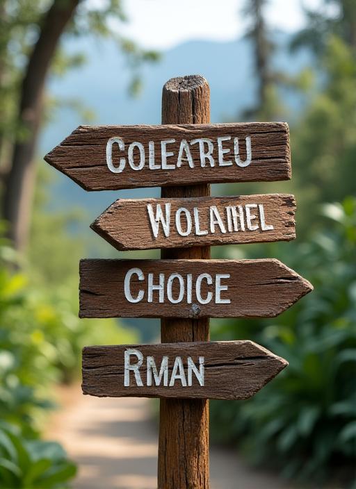 A rustic wooden signpost with multiple travel destinations, symbolizing making wise choices.